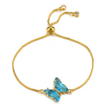 Shangjie OEM joyas fashion multi color crystal bracelet copper gold chain bracelet charm women gold plated butterly bracelet